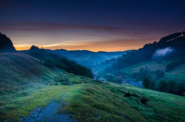 dağ yaz manzarası. ağaçlar çayır ve orman tepelerde yakın