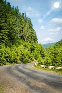 Yeşil dağlarda yolda