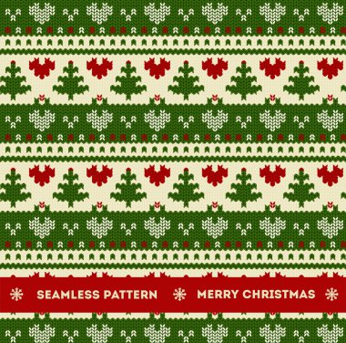 Seamless christmas knitting pattern  clipart