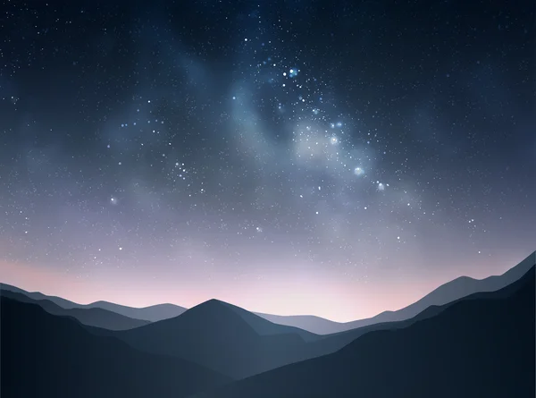 Fondo nocturno, estrellas en el cielo azul — Vector de stock