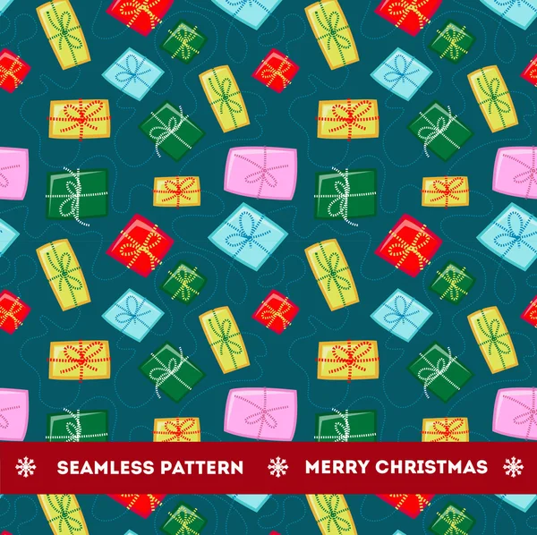 Modèle de Noël sans couture avec des cadeaux — Image vectorielle
