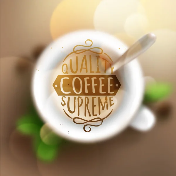Coffee label on blurred background — Stock Vector