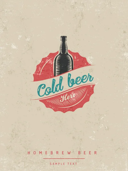 Cartaz com sinal de cerveja gelada —  Vetores de Stock