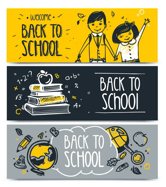 Set of Back to school banners — Stock Vector