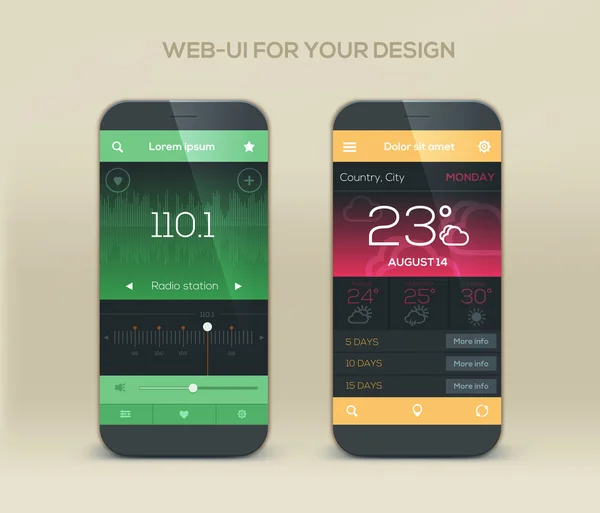 Design de interface de aplicativo móvel — Vetor de Stock
