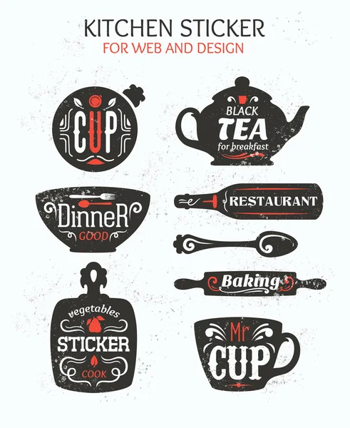 Set de insignias de cocina — Archivo Imágenes Vectoriales