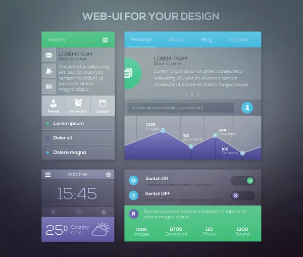 Design dell'interfaccia dell'applicazione mobile — Vettoriale Stock