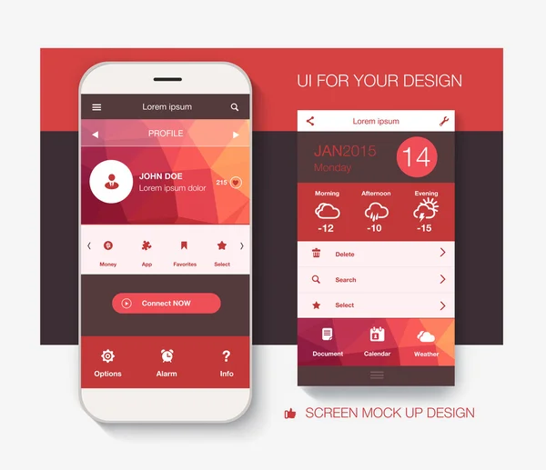 Design de interface de aplicativo móvel — Vetor de Stock
