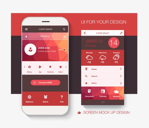 Design dell'interfaccia dell'applicazione mobile — Vettoriale Stock