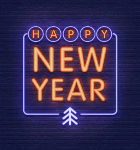 Happy new year neon sign — Stock Vector