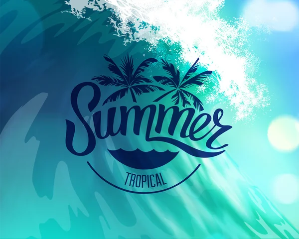 Summer label against sea wave — Stock Vector