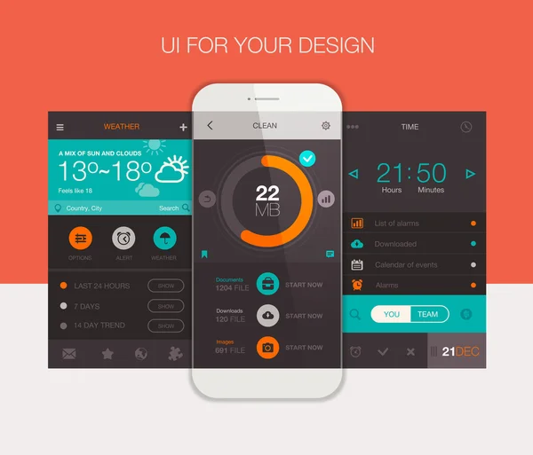 Desain antarmuka aplikasi mobile - Stok Vektor