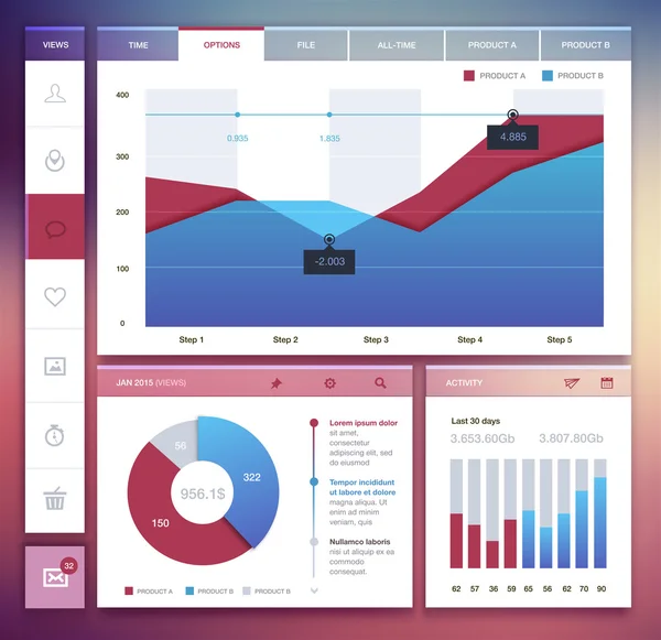 Diseño de interfaz de aplicación de tableta Vectores De Stock Sin Royalties Gratis