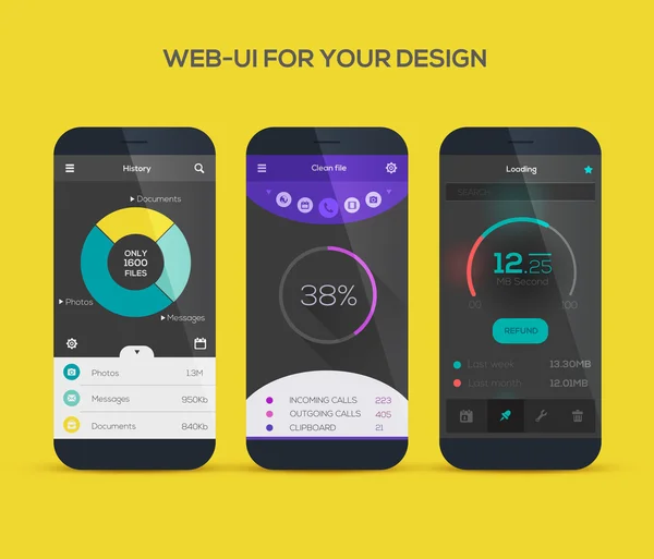 Mobilní aplikace rozhraní design Stock Ilustrace