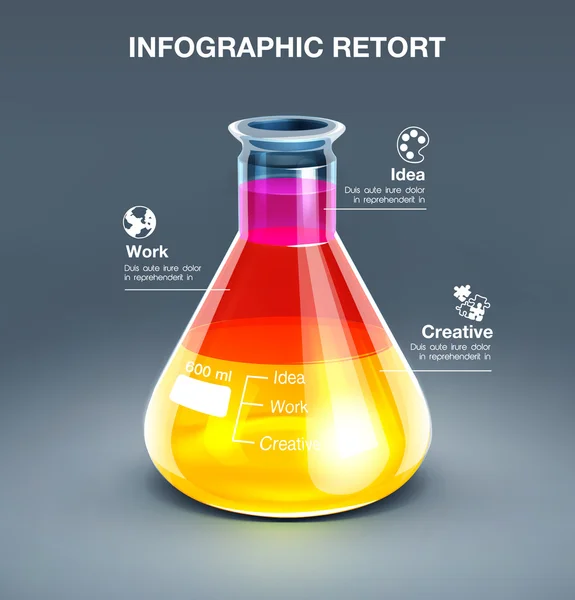 Ilustración infográfica del matraz químico Gráficos vectoriales
