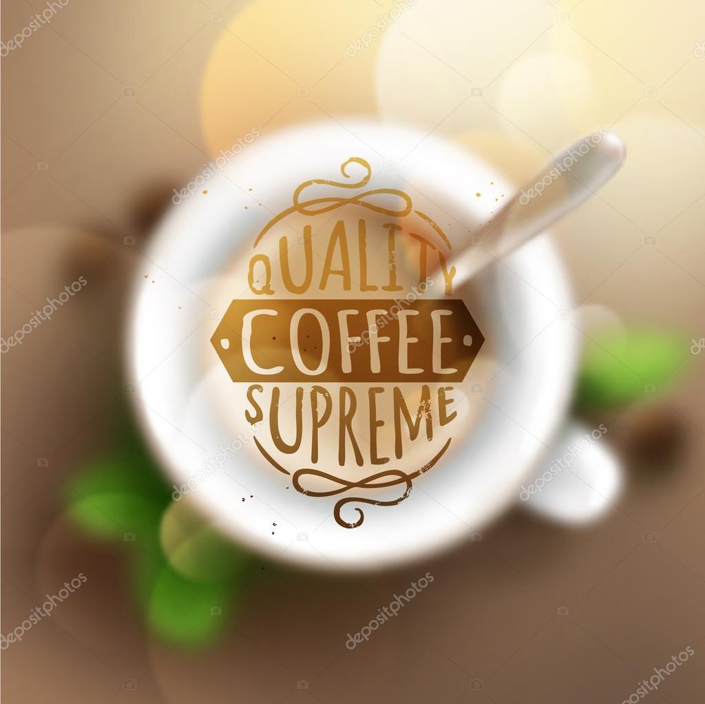 Coffee label on blurred background
