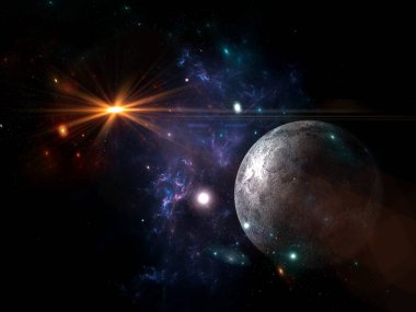 Gezegenlerin, yıldızların ve galaksilerin olduğu bir uzay sahnesi. Kara delik, gezegenler ve galaksi, bilim kurgu duvar kağıdı. Derin uzayın güzelliği. Evrende milyarlarca galaksi Kozmik sanat arka planında