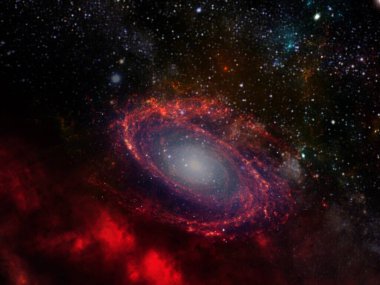 Kara delik, gezegenler ve galaksi, bilim kurgu duvar kağıdı. Derin uzayın güzelliği. Evrende milyarlarca galaksi Kozmik sanat arka planında