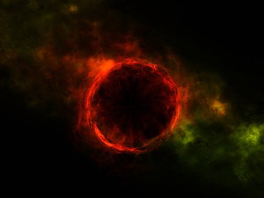 Kara delik, gezegenler ve galaksi, bilim kurgu duvar kağıdı. Derin uzayın güzelliği. Evrende milyarlarca galaksi Kozmik sanat arka planında