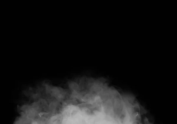 Λευκός Καπνός Ομίχλη Που Απομονώνεται Μαύρο Φόντο — Φωτογραφία Αρχείου