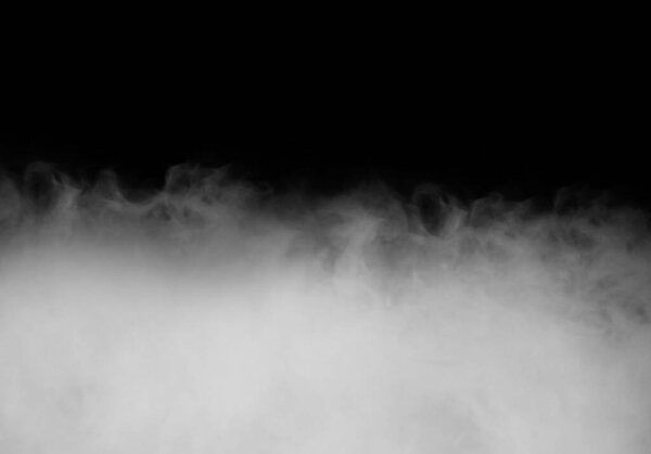 White smoke or fog isolated on black background.