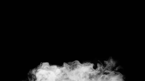 Fumaça Branca Nevoeiro Isolado Fundo Preto — Fotografia de Stock