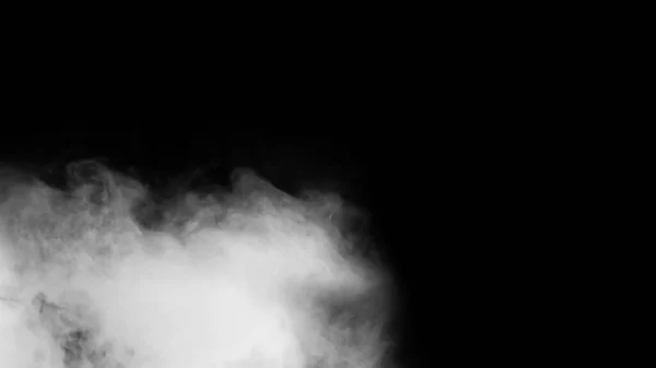 Fumée Blanche Brouillard Isolé Sur Fond Noir — Photo