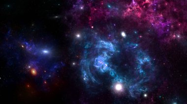 Derin uzayın güzelliği. Arkaplan için renkli grafikler, su dalgaları, bulutlar, gece gökyüzü, evren, galaksi, gezegenler gibi