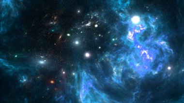 Derin uzayın güzelliği. Arkaplan için renkli grafikler, su dalgaları, bulutlar, gece gökyüzü, evren, galaksi, gezegenler gibi