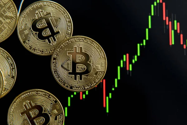 Kryptowährung Bitcoin Die Zukünftige Münze Auf Kurs Zum Höchststand Finanzierungskonzept — Stockfoto