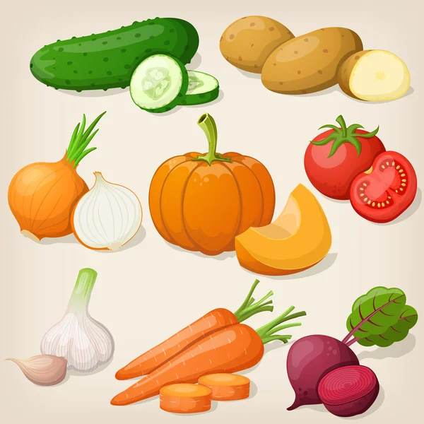 Набор овощей. Векторные иллюстрации — стоковый вектор