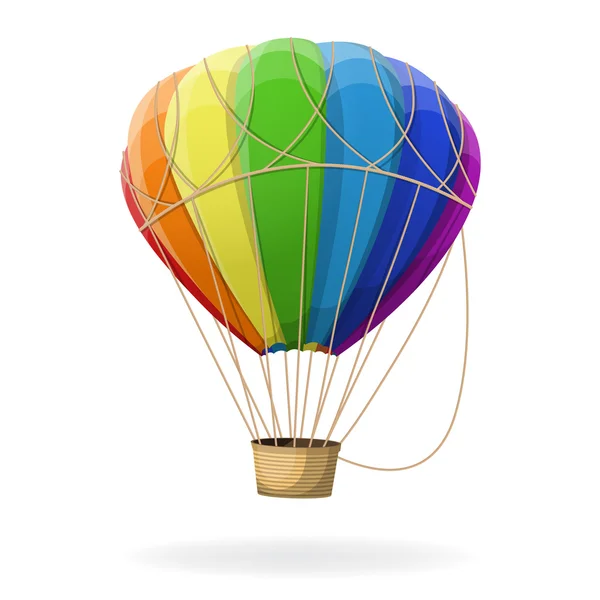 Globo de aire caliente en colores arcoíris aislados . — Vector de stock