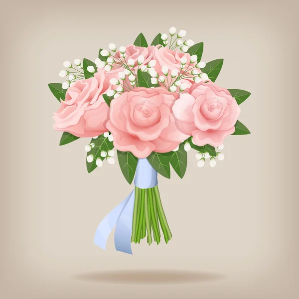 Bouquet de mariage de roses roses. — Image vectorielle