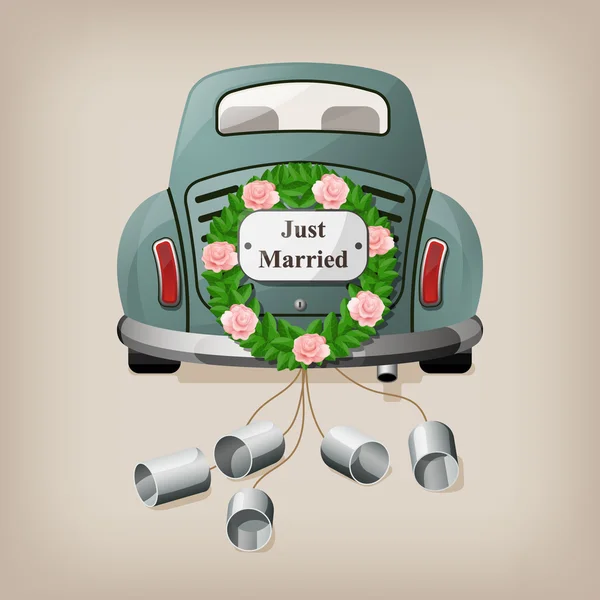 Just married on car. — Stock Vector