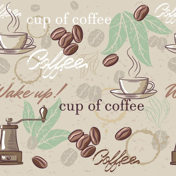 Sömlös hand dras vintage kaffe mönster. Vektor illustration — Stock vektor