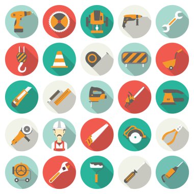 Construction flat icons set. Vector illustration clipart