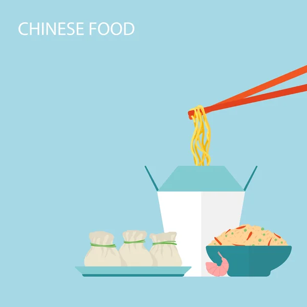 Latar Belakang Makanan Cina. Ilustrasi vektor - Stok Vektor