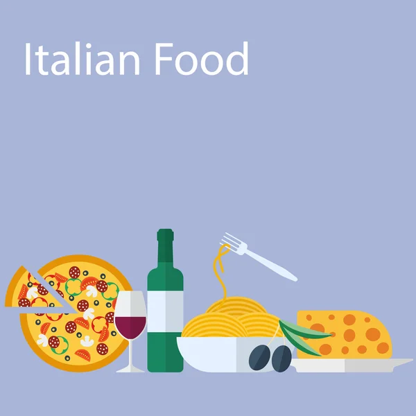 Latar belakang vektor rata makanan Italia - Stok Vektor