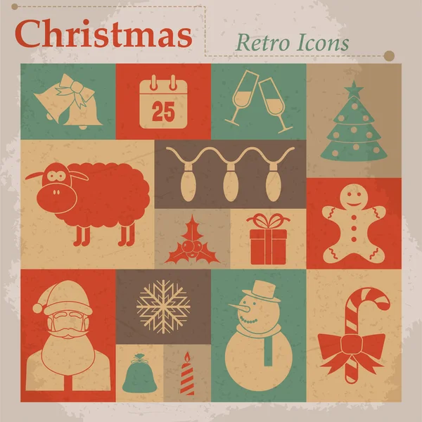 Christmas vector retro icons — Stock Vector