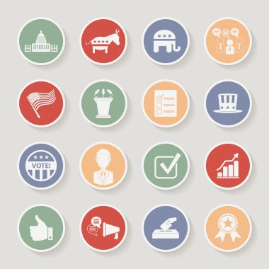 Round political election campaign icons set. Vector illustration clipart