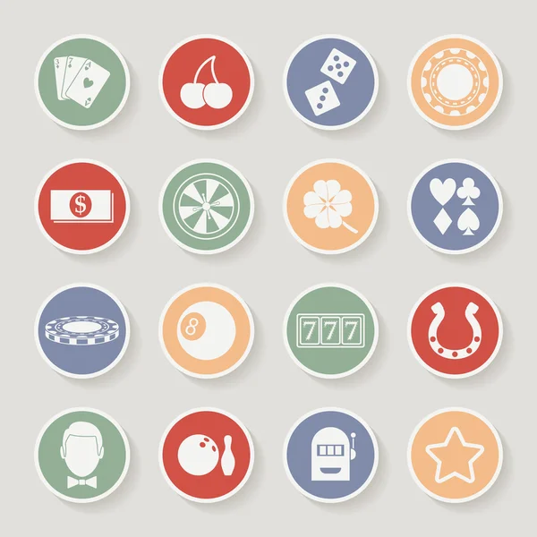 Casino van ronde iconen set. Vectorillustratie — Stockvector