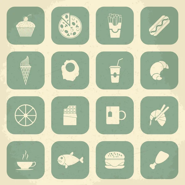 Retro Food Icons. Векторная иллюстрация — стоковый вектор