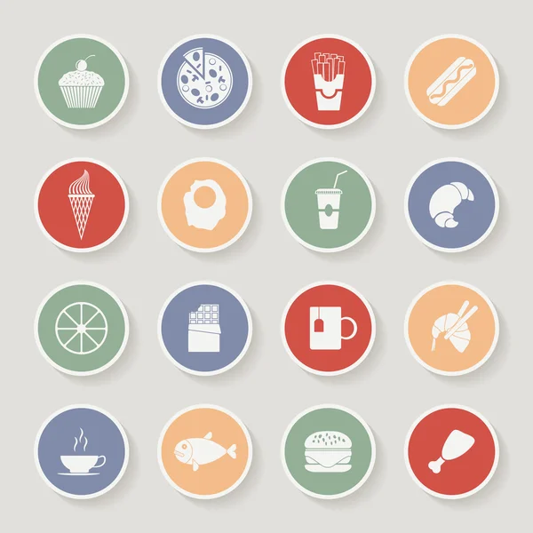 Круглые пищевые иконы. Векторная иллюстрация — стоковый вектор