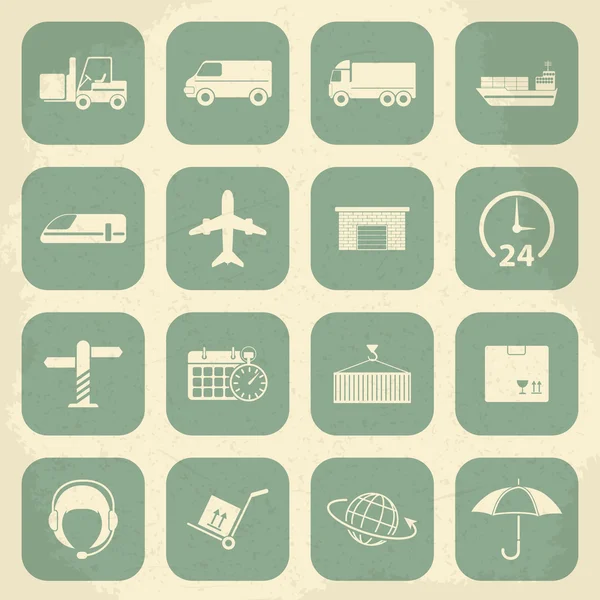 Transportu i logistyki-Retro ikony. Ilustracja wektorowa — Wektor stockowy
