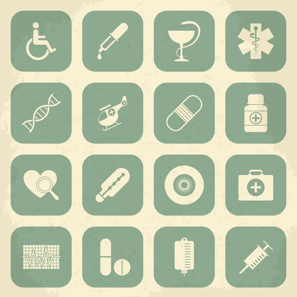 Iconos médicos retro. Ilustración vectorial — Archivo Imágenes Vectoriales