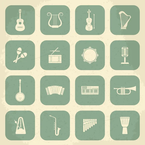 Retro Musical Instruments Icons. Vector illustration — Stock Vector