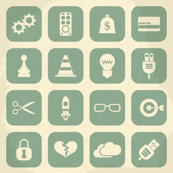 Universal Retro Icons For Web and Mobile. Vector illustration — Stock Vector