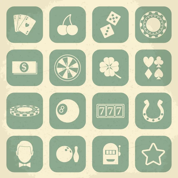 Casino retro icons set. Vector illustration — Stock Vector