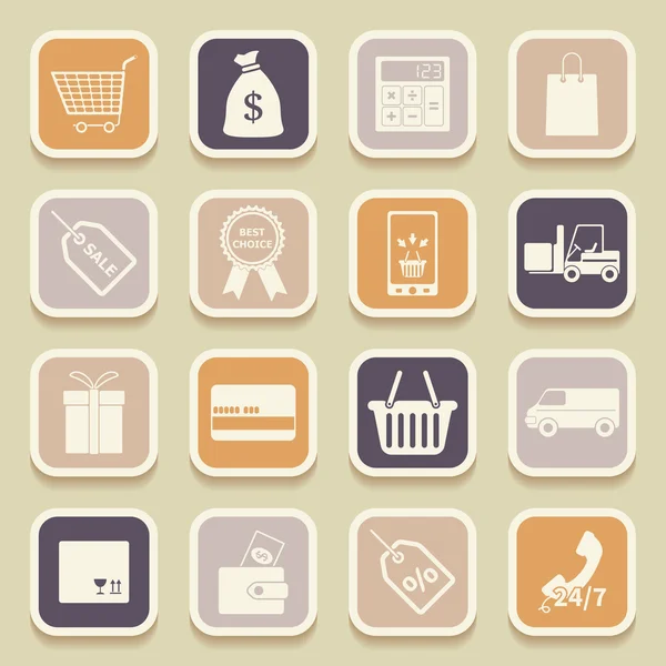 Iconos universales de compras para aplicaciones web y móviles. Ilustración vectorial — Vector de stock