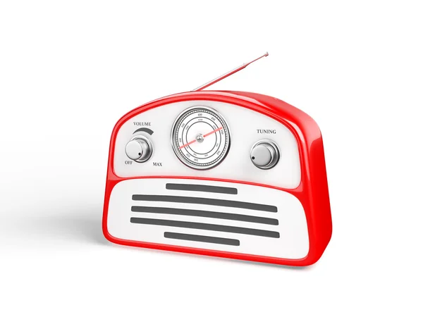 Antiguo receptor de radio de estilo retro vintage rojo aislado sobre fondo blanco —  Fotos de Stock